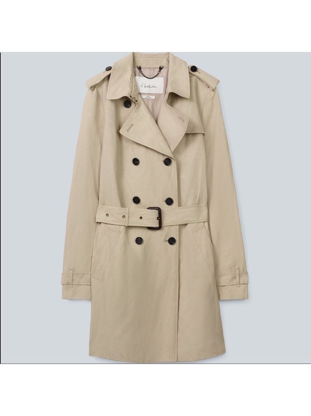 ARITZIA T Babaton tan Trench Coat Jacket Sz XXS Button Closure & Belted
